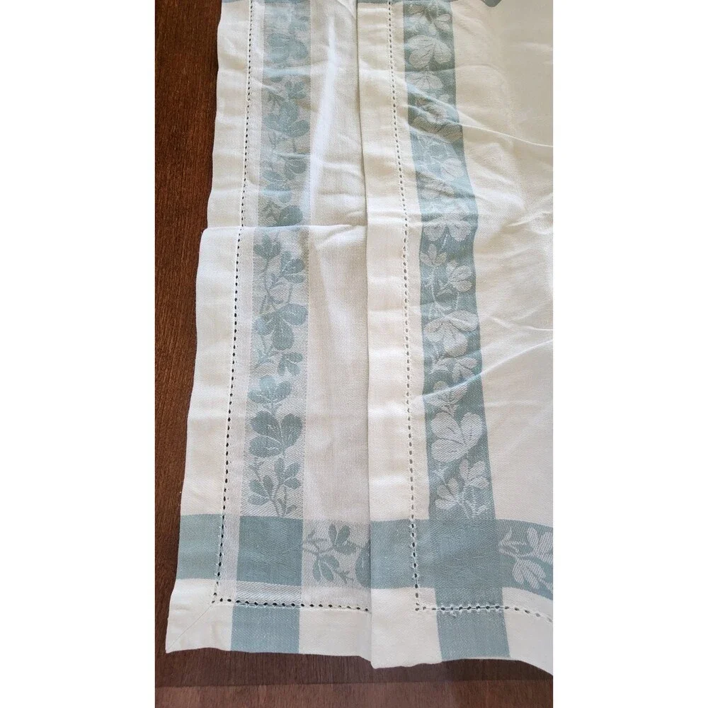 Williams Sonoma Jacquard Blue Aqua White Napkins Cotton Linen Blend Set of 7 NEW